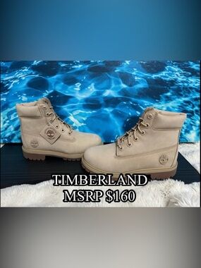 👟Timberland  Premium  Boots Beige Nubuck Womens 5